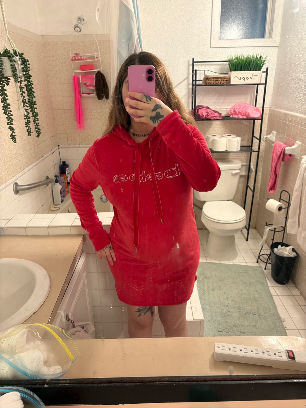 bebe Red Hoodie Dress
